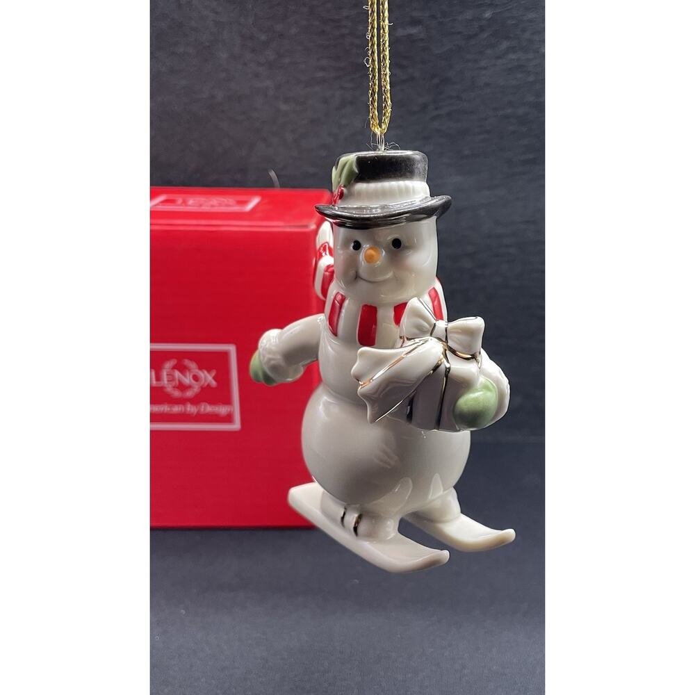 Lenox Very Merry Christmas Porcelain Snowman Skiing. New in Box